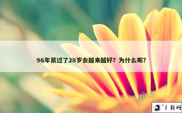 96年鼠过了28岁会越来越好？为什么呢？