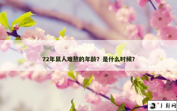 72年鼠人难熬的年龄？是什么时候？